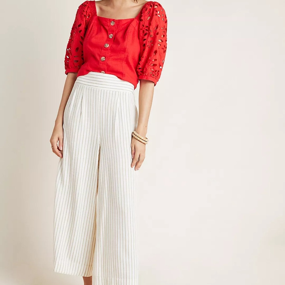 Anthropologie Buttoned Wide-Leg Pants